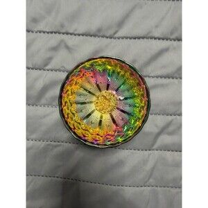 Handmade Iridescent Glass Tea Cup With Gold Lotus Design